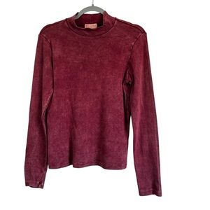 Michael Stars Los Angeles 100% Cotton Stretch Mock Neck Long Sleeve Top Shirt M